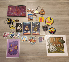 Gravity Falls Bill Cipher Merch Lot - Enamel Pins Keychains Patches Pouch Prints picture