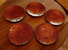 Elegant Resin Flower Pattern Plate Set - 13cm, 5pcs, Orange picture