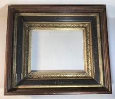 Antique Victorian Deep Wood Frame Gold Leaf Trim Good No Glass Used picture