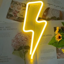Yellow Lightning Bolt LED Neon Wall Light 13.2