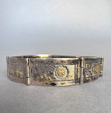 Vintage Navajo Sterling  Silver Story Teller Bracelet Signed A picture