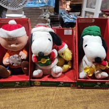 Gemmy 2008/09 Charlie Brown And Snoopy Animated Plush Christmas Lot Of 3 NEW B picture