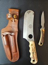 Rare Vintage Knives of Alaska Brown Bear & Cub Bear Stag PAT PEND USA Knife Set picture