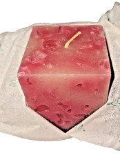 PartyLite RASPBERRY Super Chunk Square Pillar Candle M0428 3x4