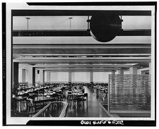 Photo:1940s Modern Cafeteria Interior Dining Hall Tables Chairs picture