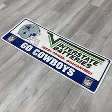 VINTAGE INTERSTATE BATTERIES DALLAS COWBOYS METAL SIGN NFL FOOTBALL Embossed 48” picture