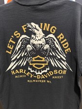 New Harley-Davidson Eagle Back Let's F'ing Ride Men's Black T-Shirt-M picture