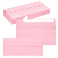 50 Pack #10 Pink Envelopes Letter Size Self Seal Business Envelopes picture