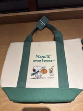 Genuine Starbucks Snoopy Peanuts Collectible Canvas Tote Bag picture