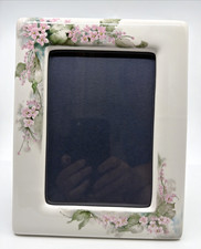 VTG Terragrafics Porcelain Ceramic Floral Picture Frame Pink Flowers 9x7 Boho picture