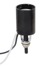 B&P Lamp Medium Base Phenolic Fixture Socket with Bottom Turn Know and Wire Lead picture
