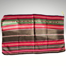 Handmade Peruvian Textile Juli Peru Woven Aguayo Manta Brown Pink Green 42x26 picture