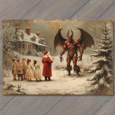 POSTCARD Krampus Christmas Strange Kids Weird Unusual Fun Santa Vintage Vibe picture