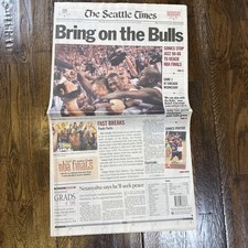 Seattle SuperSonics 96 NBA Finals Newspaper Bring on the Bulls Seattle Times NEW picture