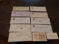 Honesdale PA Wayne Co Lot 9 Bank Checks 1862-1874 & 2 Glass Co Business Cards picture