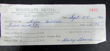 Vintage 1970 Westgate Motel Receipt Beach ND Gateway Roosevelt National Park picture