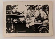 c1920s Kissing Couple Third Wheel Woman Antique Touring Car Vintage Photo picture