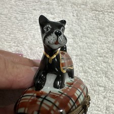 Limoges Peint Main Trinket Box  Fancy Terrier Dog  RMC Limited Edition 7/500 picture