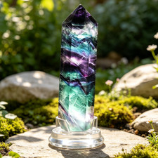Natural Rainbow Fluorite Obelisk Tower Polished Crystal Wand Point Chakra Healin picture