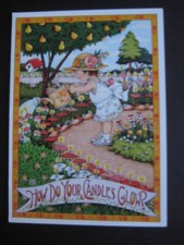 UNUSED 1987 vintage greeting card Mary Engelbreit BIRTHDAY HowDoYourCandles Glow picture