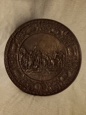 Beautiful Quality Antique 19th C. French Bronze Plate Depicting Battle Scene picture