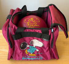 Vintage Brunswick Snoopy Peanuts Bowling Bag and Ball 1990s Magenta picture