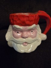 Vintage Santa Old Face Little Eyes Red/white Coffee Mug 3.5
