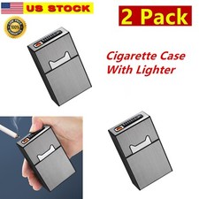 2X Cigarette Case Lighter Flameless Tobacco Box Holder Waterproof Rechargeable picture