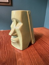 RARE Tikea Moai Tiki Mug Munktiki Imports Dr. Alderete Green Glaze 6