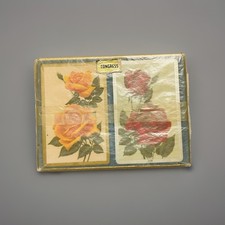 MIP Cellophane Sealed Vintage Playing Cards Double Deck Pink Red Roses picture