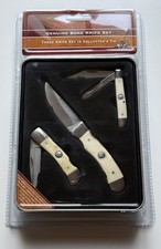 Winchester 2008 Limited Edition Genuine Bone 3 Knife Set Collector Tin NEW picture