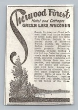 1933 Sherwood Forest Hotel & Cottages Green Lake Wisconsin Resort Ad Ephemera picture