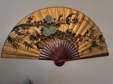 Vintage Chinese Bamboo Frame Fan Impressive 60in. Exceptional No Tears very nice picture