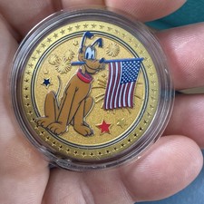 Disney, PLUTO, EPCOT, Happy 250th Independence Day Coin Medallion In Protector picture