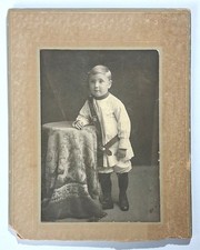 1909 Antique Photo Harold Reynolds Age 4 Boy Sailor Suit Identified Cabinet Card picture