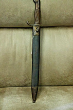 1916 WWI German Butcher Bayonet w/ Leather Scabbard picture