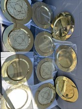 Set of Eleven (11) - MCM Vintage 1970-80’s Solid Brass 12” Chargers Unpolished picture