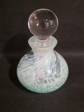 Vintage Caithness Scotland Art Glass Perfume Bottle with Stopper, Aqua Blue &... picture