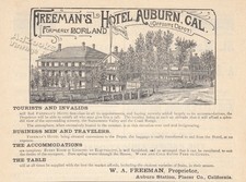 1891 Freeman’s Hotel, East Auburn, California Print Ad – Cool Exterior View Pix picture