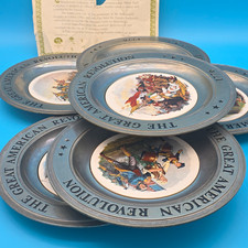 ​Vintage 1970s The Great American Revolution 1776 Pewter Commemorative Plates | picture