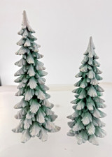 Department 56 Village Wintergreen Pines Snow Covered Trees Set of 2 Porcelain picture