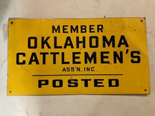 VINTAGE MEMBER OKLAHOMA CATTLEMEN'S ASSOCIATION POSTED SIGN ORIGINAL AUTHENTIC picture