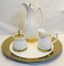 RARE Homer Laughlin Kenilworth COMPLETE Coffee Set Carafe, Tray, Sugar & Creamer picture