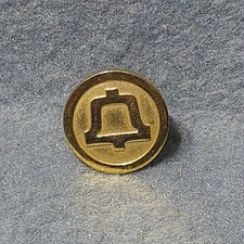 Vintage Bell System AT&T Gold Tone Bell Logo Lapel Pin Tack Tie Pin Advertising picture