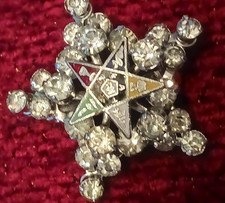 Vintage Order of the Eastern Star Enamel and Rhinestones Small Pin Brooch picture