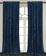 Luxury Velvet Drapes | Midnight Blue Back Tab Curtains | Room Darkening Thermal picture