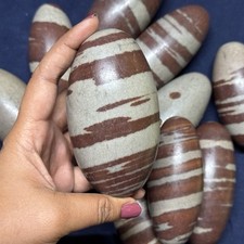 4 Inch Shiva Lingam stone from India -Narmada River -Palm size Shivalingam -1 pc picture