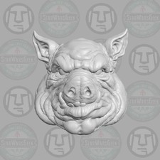 Mudrick Pig Head v2 custom for 1:6 1:10 1:12 1:18 fantasy action figures picture