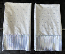 VTG Stevens 2 Shadow Weave Queen Pillowcases~Stripes+Fleur-De-Lis~No Iron picture