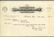 Signed Lester Leland Converse Boston Rubber Shoe Co Letterhead MA Antique 1895 picture